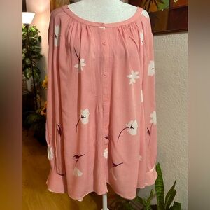 A.N.A a new approach pink floral blouse size2X